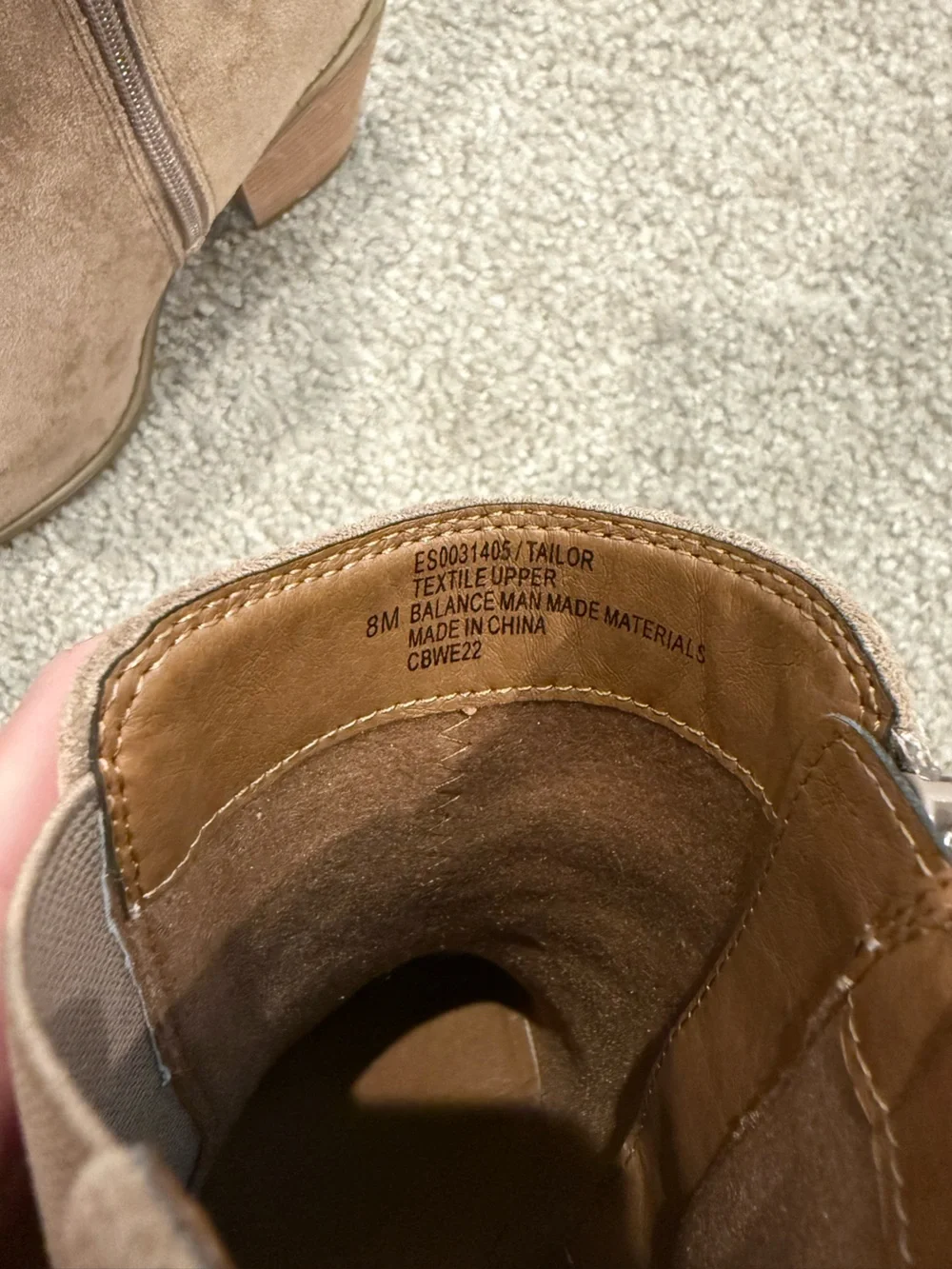 Eurosoft Suede Ankle Booties in Taupe size 8